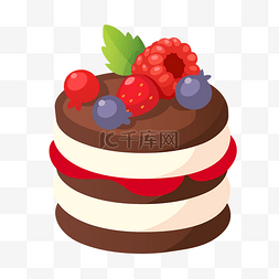 蓝莓草莓蛋糕图片_巧克力水果蛋糕