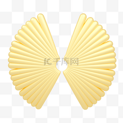 金色质感翅膀图片_C4D金属一对翅膀装饰
