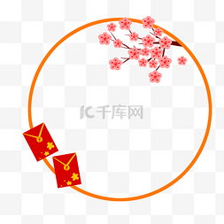 新年红包中国风图片_中国风红色圆形边框