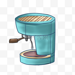 蓝色的咖啡机插画