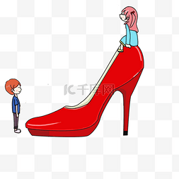 红色美女高跟鞋小人