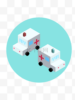 2.5D矢量图元素汽车类救护车