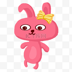 超萌兔子图片_手绘插画超可爱粉色小兔子PSD源文