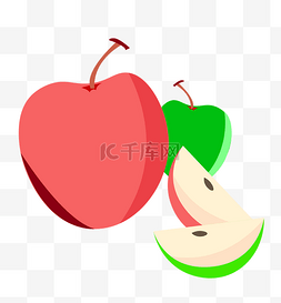 切开的苹果水果图片_手绘2.5D苹果