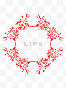 欧式古典花纹边框红色装饰素材设