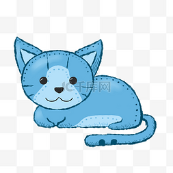 可爱蓝猫图片_手绘卡通动物装饰素材