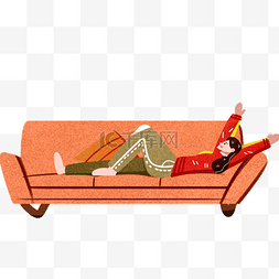 卡通在家的人图片_躺在沙发上的女孩下载