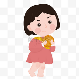 吃月饼的女孩图片_卡通中秋节吃月饼的女生