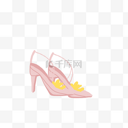 卡通粉色高跟鞋图片_粉色高跟鞋黄色大花