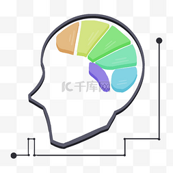 数据人体图片_大脑分析图表插画