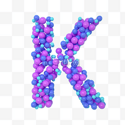 蓝色立体字母图片_C4D气球立体字母K元素