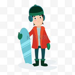 卡通滑滑板图片_卡通冬季可爱滑滑板的小男孩