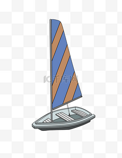 蓝色的帆布图片_创意帆船装饰插画
