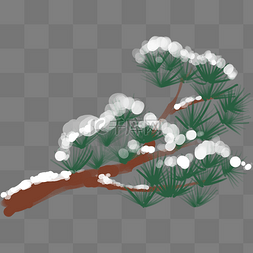 冬季树枝插画图片_冬季落雪的松树插画