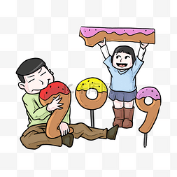 甜甜圈手绘图片_创意可爱2019年猪年甜品