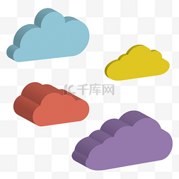 科技金融立体插画图片_2.5D云存储立体图案