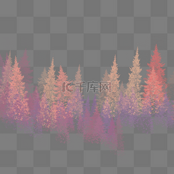 森林大树木图片_大雪天里的紫红杉树森林免费素材