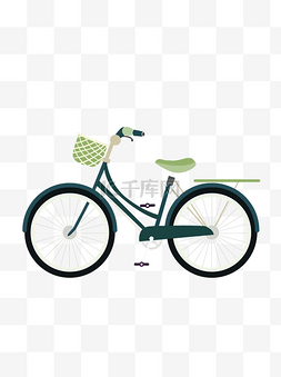 小清新一辆自行车插画设计可商用