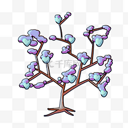 创意装饰小树图片_创意紫色棉花树插画