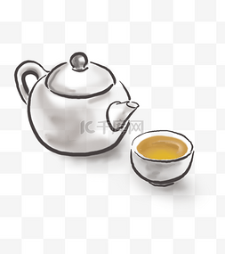 茶壶图片_一壶茶手绘古风茶饮