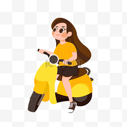 骑摩托的女孩图片_卡通骑摩托的女孩下载