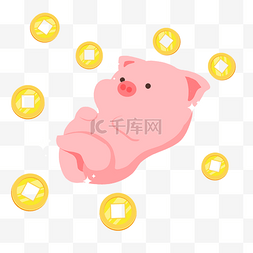 卡通金光图片_可爱手绘金光闪闪小猪