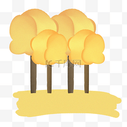 卡通黄了的树木免扣图