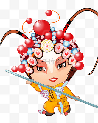 q版手绘全身唱戏的人png格式