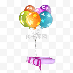 粉水气球图片_彩色气球礼品盒插画