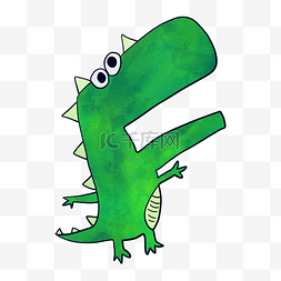 绿色卡通恐龙图片_张大嘴的绿色小恐龙