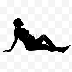 坐着的女人剪影图片_坐在地上的孕妇矢量图