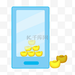 金色的手机图片_蓝色的手机金融插画