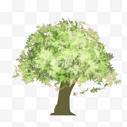 卡通茂盛的大树图片_茂盛的绿色树木插画