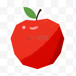 矢量带叶红色苹果水果素材