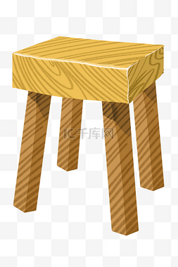 木质小板图片_四条腿矮凳子插画