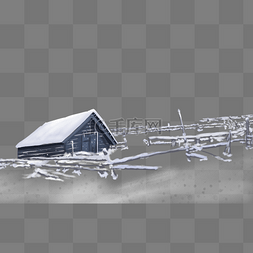 雪景手绘图片_雪房子冬天冬季寒冷手绘插画