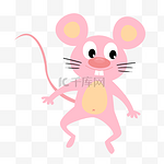 粉色老鼠可爱卡通手绘插画psd