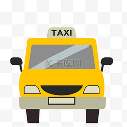 手绘黄色出租车插画