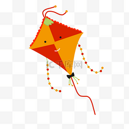 可爱的橘红色风筝插画