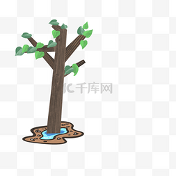 保护树木卡通图片_植树节树木树苗绿色环保生态免扣