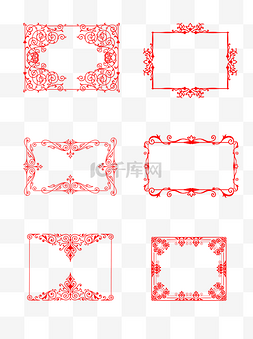 中国风边框红色纹理花纹装饰设计