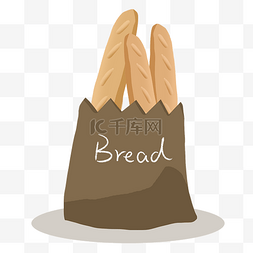 牛皮纸卡通图片_食品面包法棍食物包装袋