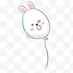 手绘小兔子气球插画