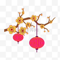 春节梅花卡通图片_复古中国风梅花装饰图案