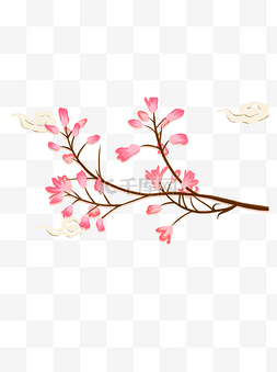 卡通粉色桃花树元素