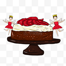 蛋糕配图图片_手绘卡通可爱柚子蛋糕小女孩