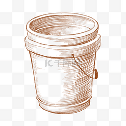 日用品水桶图片_手绘线描水桶插画