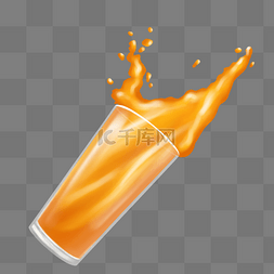 果粒橙图片_果汁橙汁玻璃杯倒溅