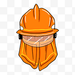 橘黄色图片_消防面具和帽子手绘插画