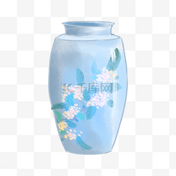 古典花纹花纹花朵图片_蓝色瓷瓶装饰插画